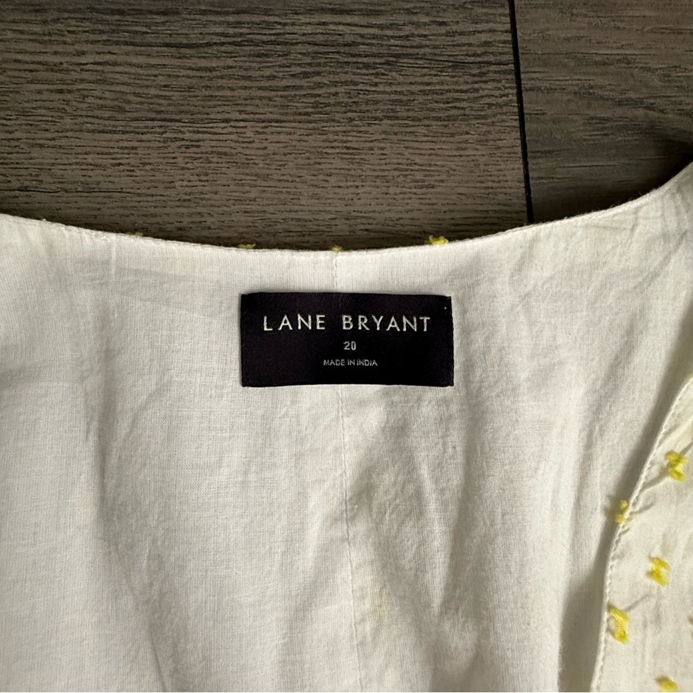 Lane Bryant White Dress w/Yellow Polka Dots A Line Size 20 Knee Length Summer - Picture 4 of 14
